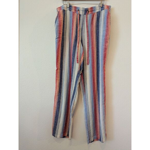 Per Se Striped Linen Blend Multi-Color Tie String Pants Sz XL? - Picture 4 of 9